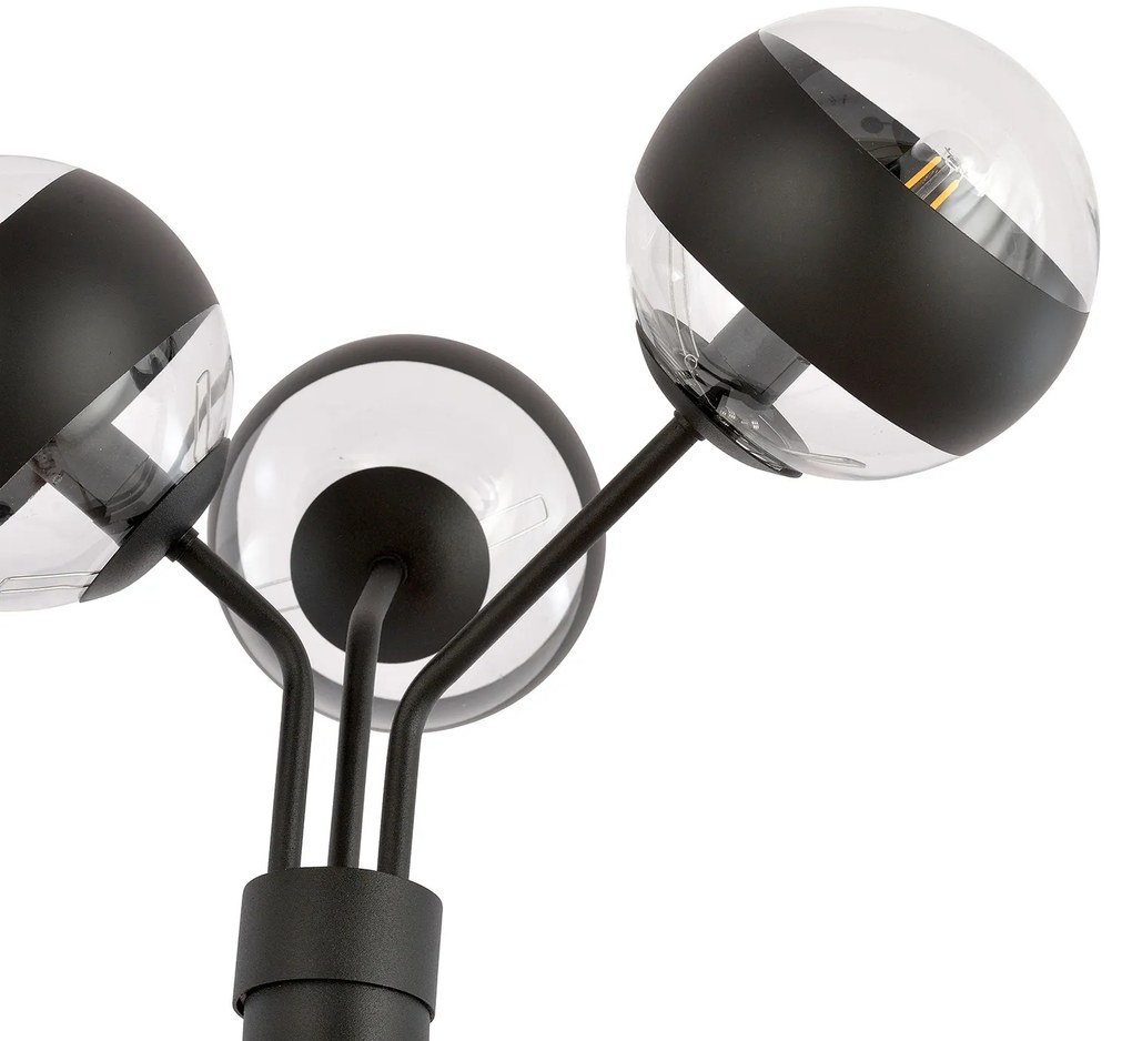 Piantana Moderno Orione Acciaio Nero Trasparente 3 Luci E14 Ip20