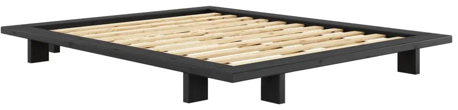 Letto matrimoniale nero in legno di pino con griglia 160x200 cm Japan - Karup Design