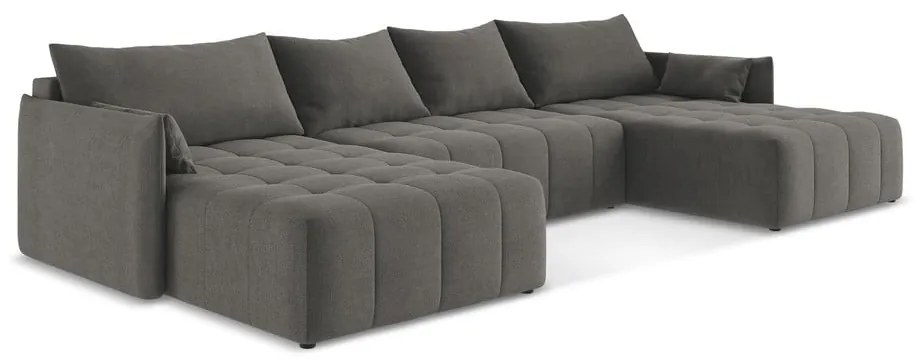 Divano angolare grigio scuro allungabile/con contenitore (a U) Moku – Makamii