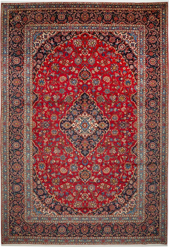Kashan Tappeto 270x400 Rosso (Iran) Annodato A Mano