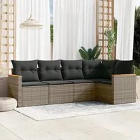 Set Divano da Giardino 5 pz con Cuscini Grigio in Polyrattancod mxl 90370