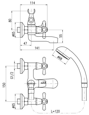 RAV Slezák MK154.5/1 - Set per vasca con miscelatore MORAVA, cromo lucido
