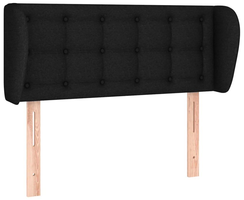 Testiera ad orecchio nera 93x23x78/88 cm in tessuto