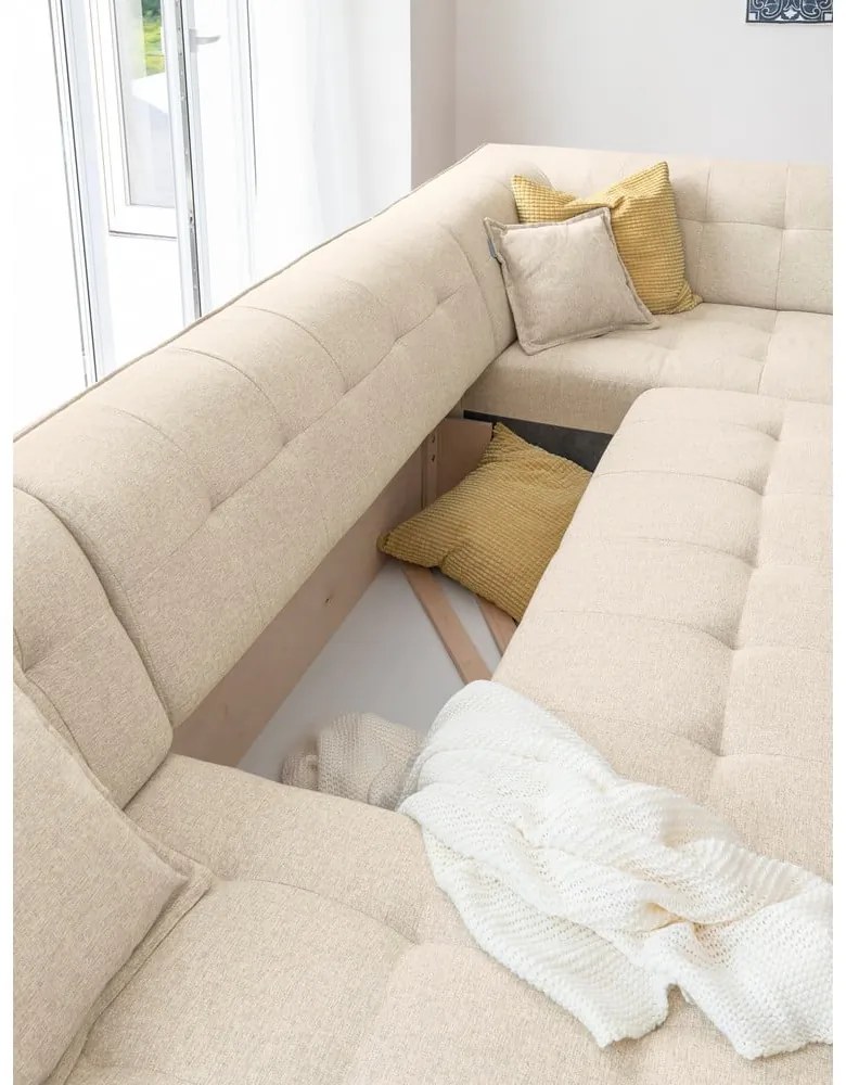 Divano letto angolare beige (angolo destro/"U") Dazzling Daisy - Miuform