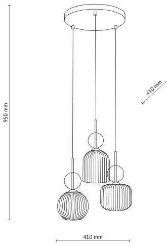 Lampadario a sospensione SOPHIA 3xE14/10W/230V nero/beige fumé