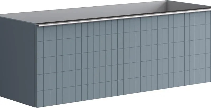 Mobile da bagno sospeso sotto lavabo Pixel grid 2 cassetti L 120 x H 40 x P 45.5 cm blu indaco laccato opaco, con maniglia e alluminio brillanti