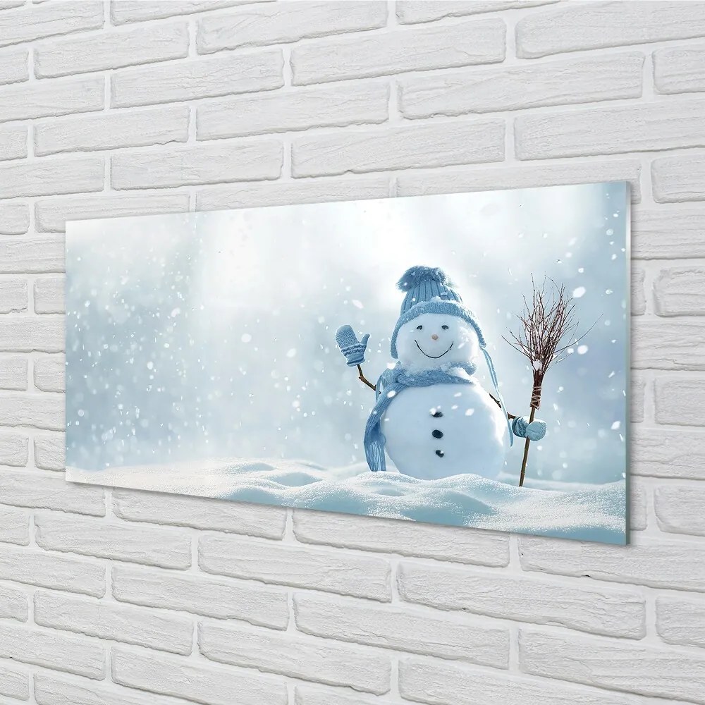 Quadro su vetro Pupazzo di neve 100x50 cm 2 appendini