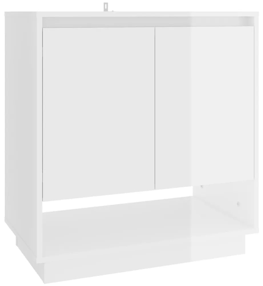 Credenza Bianco Lucido 70x41x75 cm in Truciolato