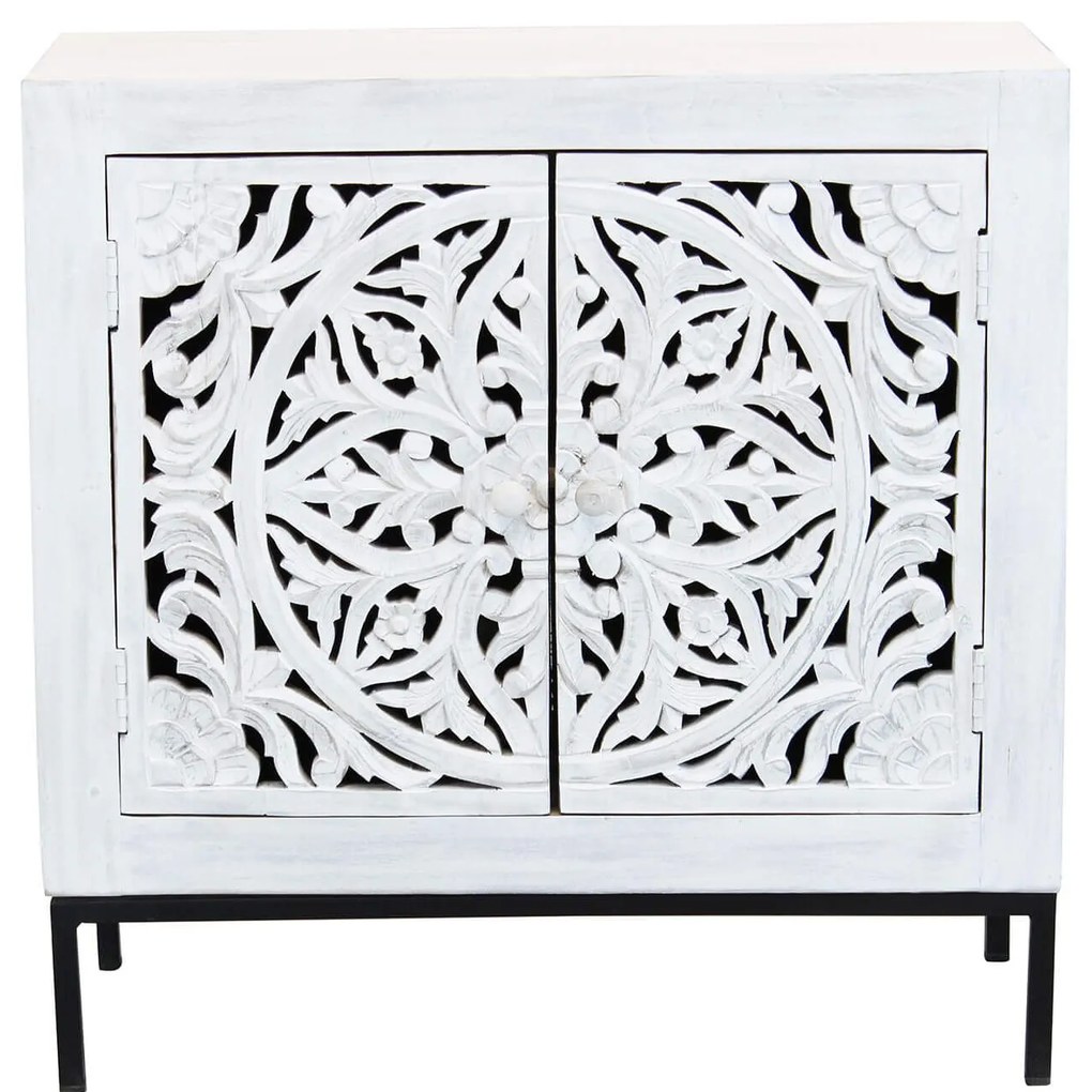 OHM - comò con decoro 2 ante legno e ferro