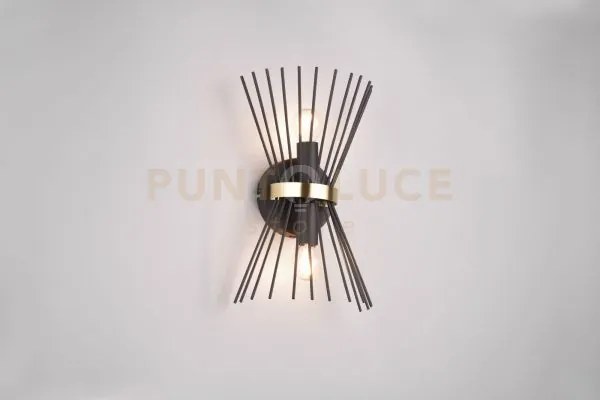 Rod applique bacchette di metallo nero e oro a bi-emissione h. 31cm...
