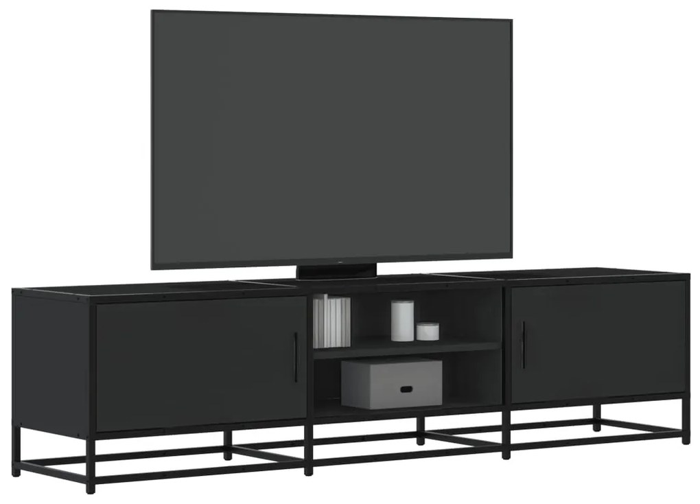 Mobile Porta Tv Nero 160x35x41 Cm İn Truciolato E Metallo /