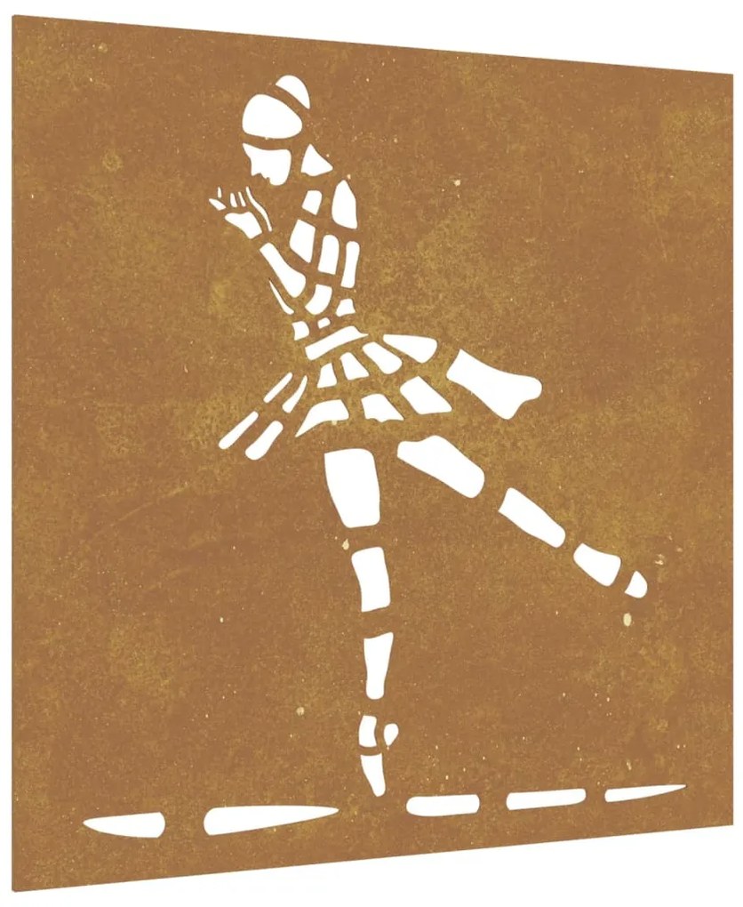 Decorazione muro giardino 55x55 cm ballerina in acciaio corten