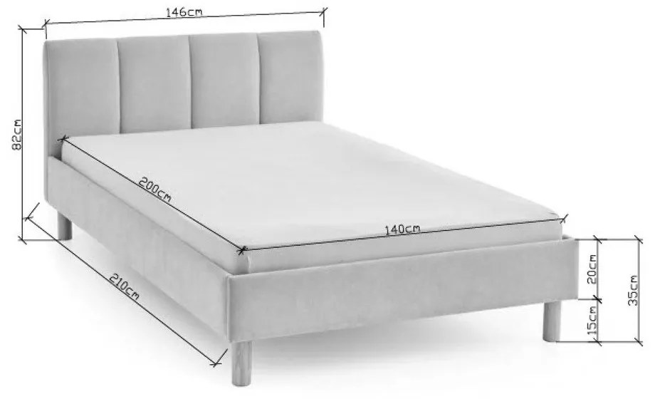 Letto matrimoniale imbottito beige rete non inclusa 140x200 cm Joker – Meise Möbel
