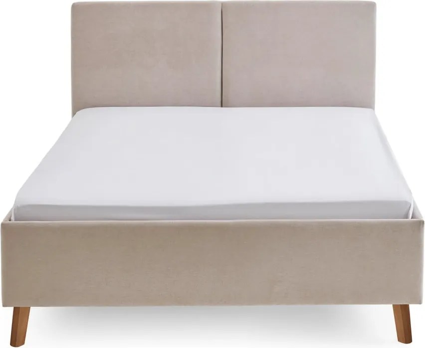 Letto matrimoniale imbottito beige con rete inclusa 140x200 cm Piano – Meise Möbel