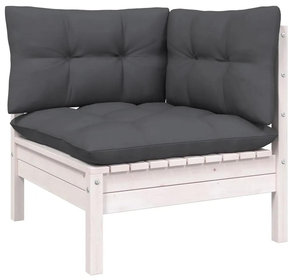 Set divani da giardino 11 pz con cuscini legno di pino bianco
