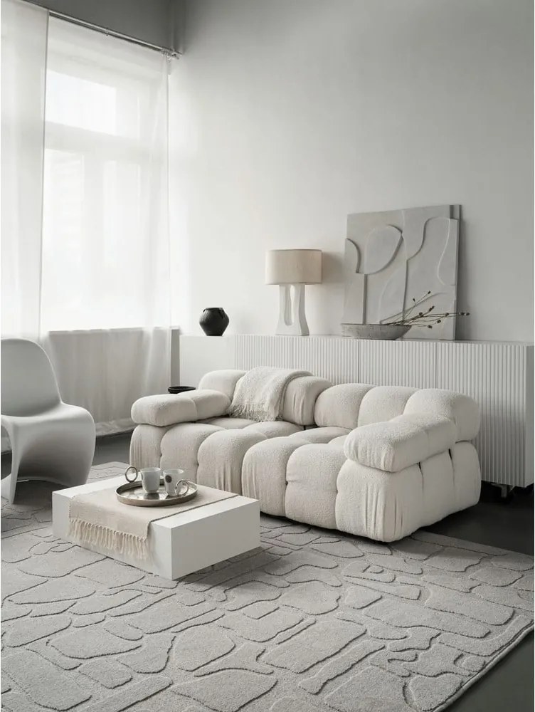 Tappeto in lana grigio chiaro 133x190 cm Morphic Dunes - Agnella