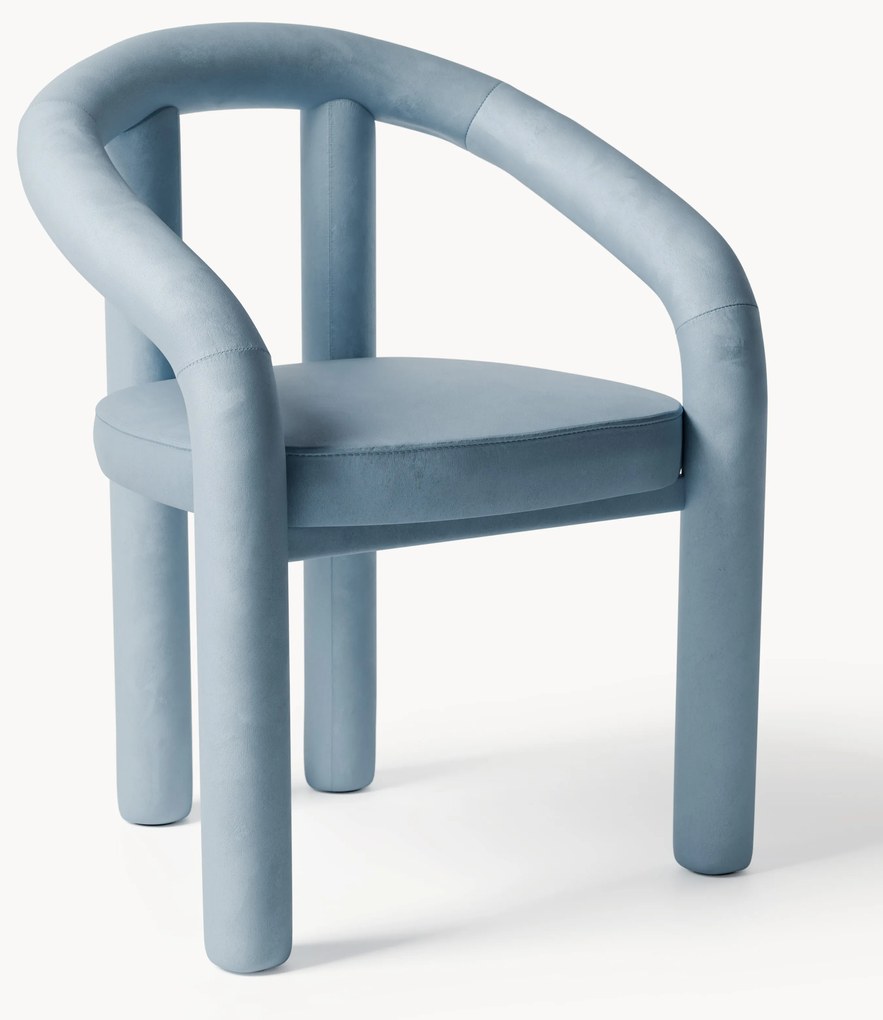 Sedia con braccioli in velluto Calan