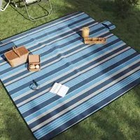 Tovaglia Picnic Pieghevole Strisce Blu e Bianco 200x200 Velluto 4004211