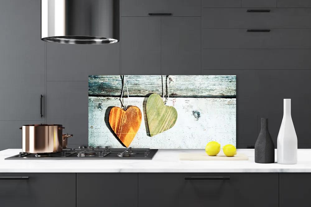Pannello cucina paraschizzi Cuore in legno Art 100x50 cm