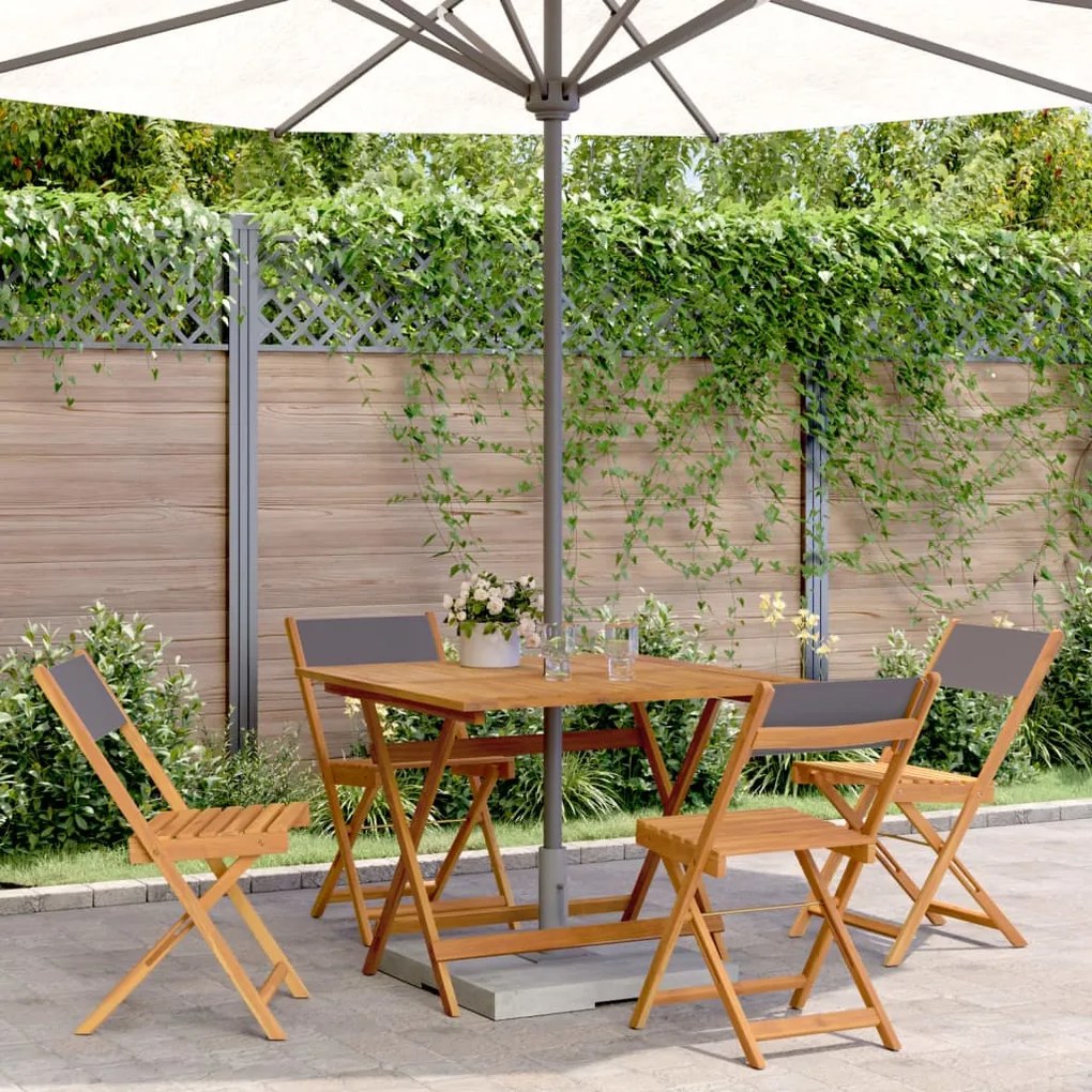 Set Pranzo Da Giardino 5pz Antracite Tessuto E Legno Massello /