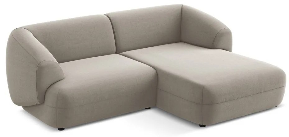 Divano angolare beige (con penisola a destra) con rivestimento in velluto Moana – Makamii