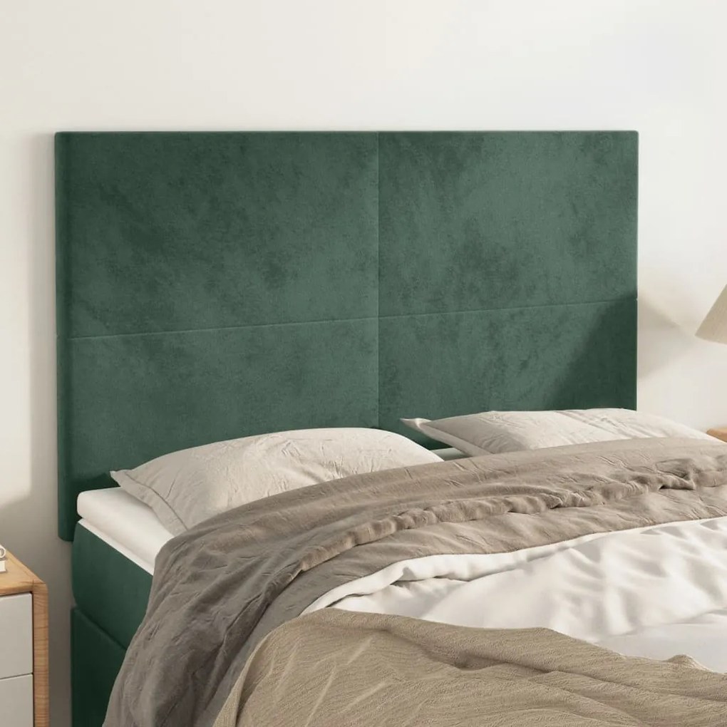 Testiere 4 pz verde scuro 72x5x78/88 cm in velluto