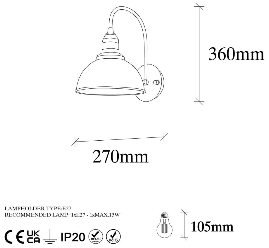 Lampada da parete nera ø 21 cm Varzan - Opviq lights
