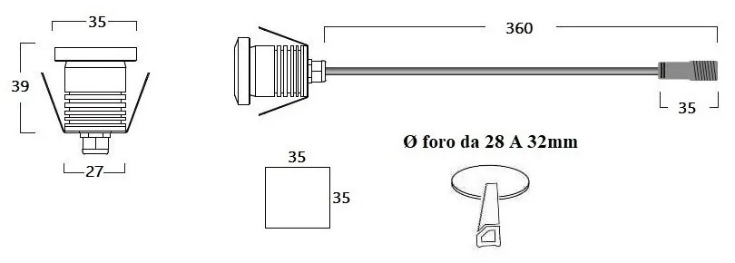 Faretto LED 1W IP65 Quadrato, Luce Diffusa - Professional Colore  Bianco Naturale 4.000K