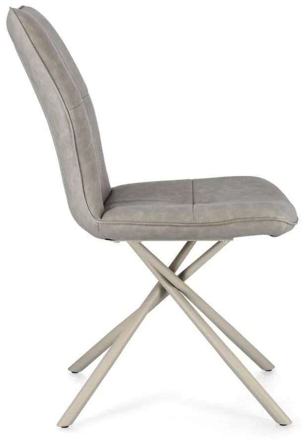 Set di 2 sedie KEPLER in similpelle tortora e gambe incrociate beige