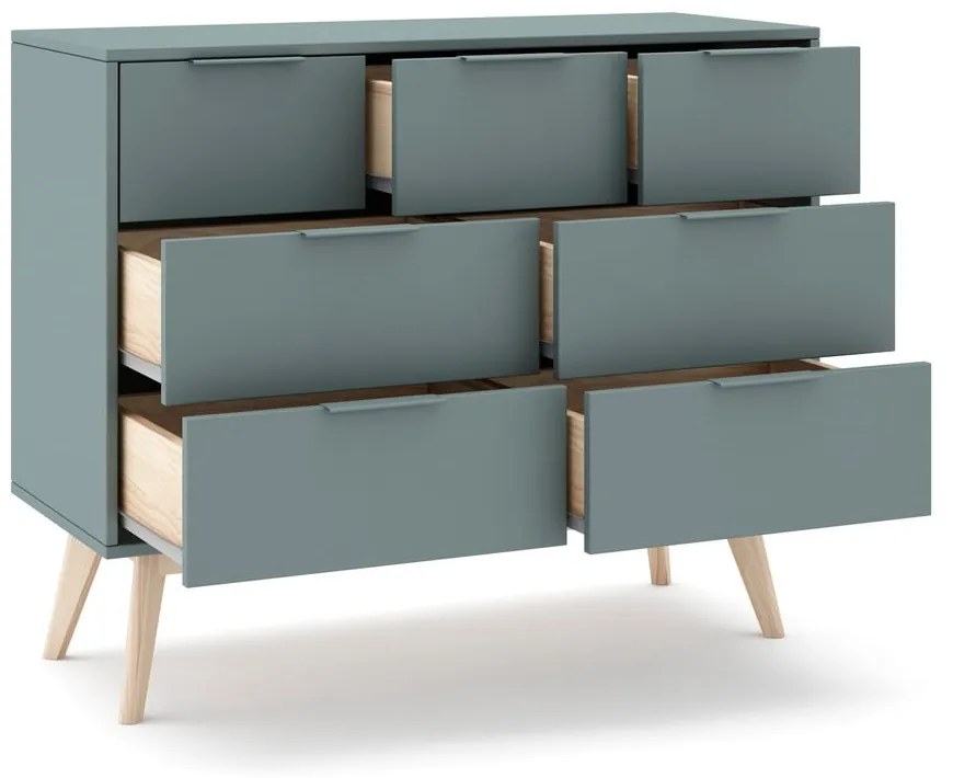 Cassettiera verde polveroso 120x83x40 cm Pisco – Marckeric