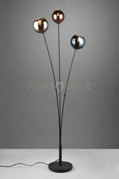 Sheldon piantana metallo nero con 3 vetri multicolor effetto fume' ...