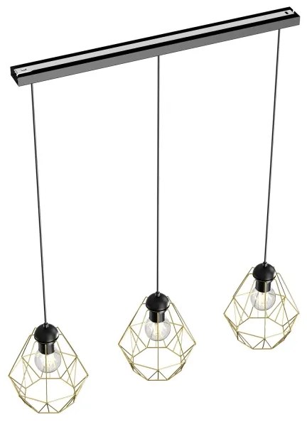 Lampadario a sospensione con filo BERGEN 3xE27/60W/230V nero/oro