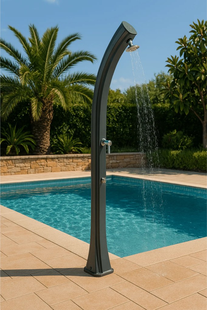 Doccia Solare Per Esterno 35 Lt Con Soffione Miscelatore e Lavapiedi Arkema "Happy XL H420" Anthracite