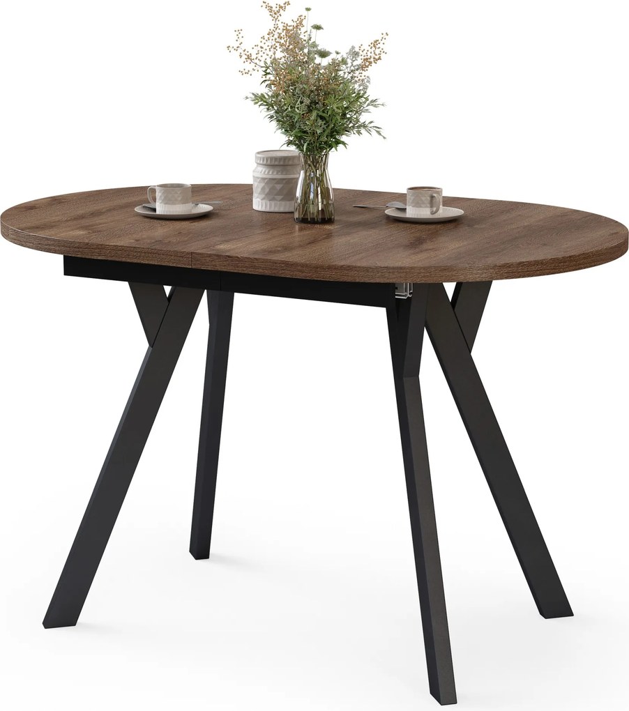 Tavolo ovale allungabile ALMO Rovere Marrone / gambe nere
