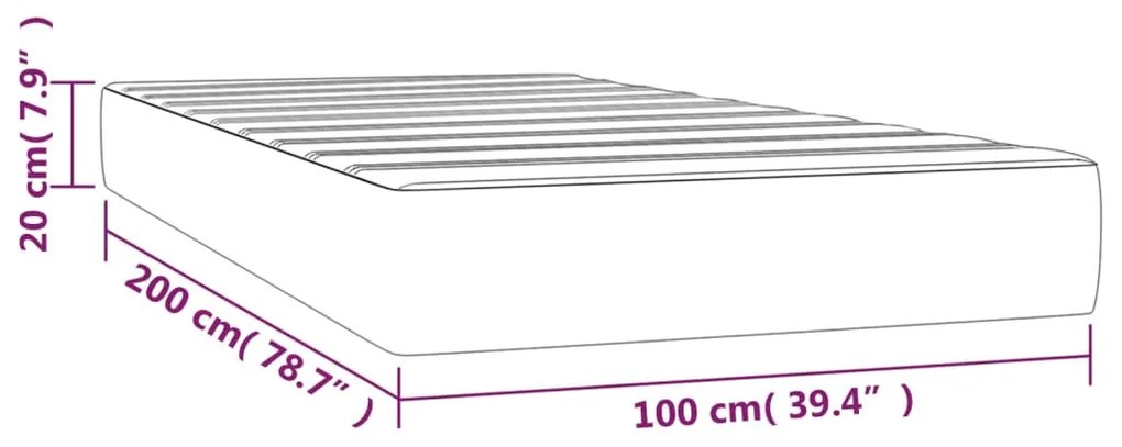 Materasso a Molle Insacchettate Marrone Scuro 100x200x20 cm