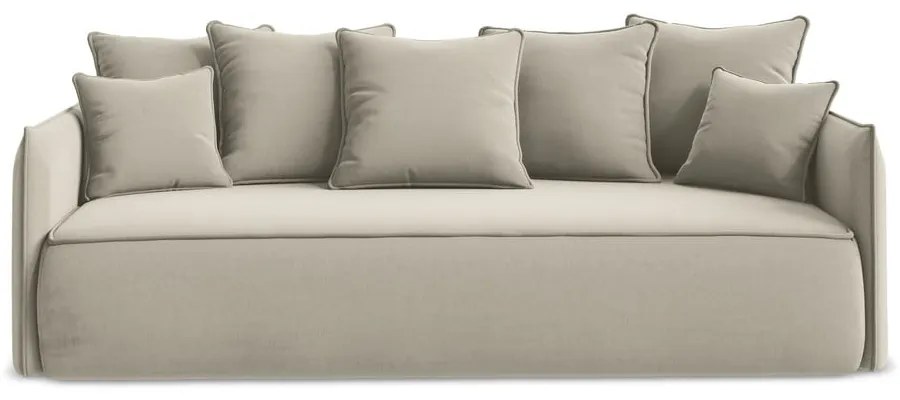 Divano beige allungabile/con contenitore con rivestimento in velluto 225 cm Hula – Makamii