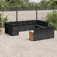 Set Divani da Giardino 13pz con Cuscini Nero in Polyrattancod mxl 113785