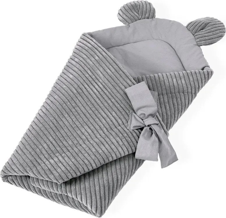 Copertina per neonati grigia in velluto a coste 35x65 cm – Meowbaby