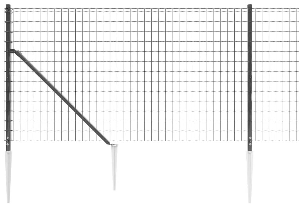 Recinzione Metallica con Picchetti Ancoraggio Antracite 0,8x25m