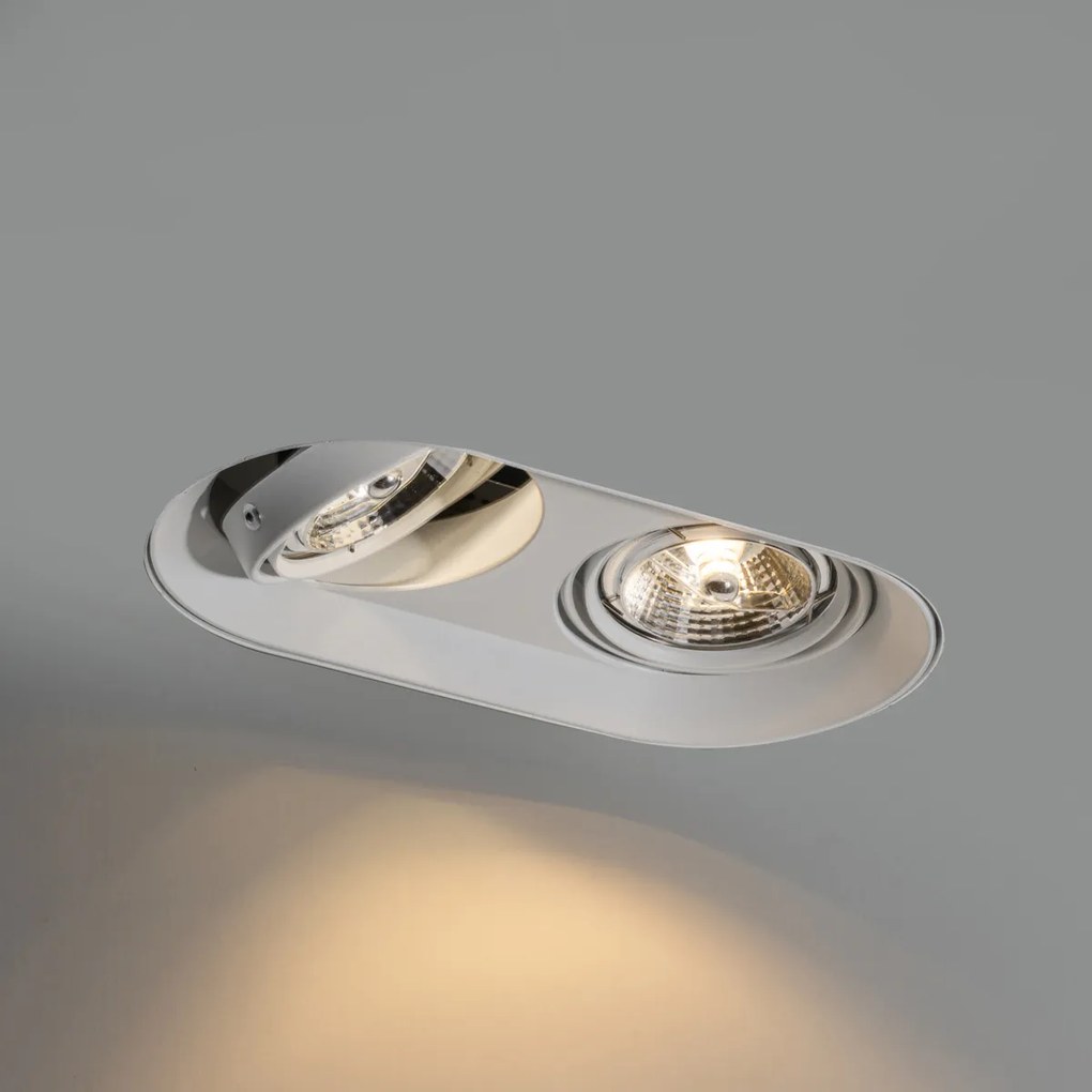 Set di 6 faretti da incasso arrotondati bianchi GU10 70mm 2-luci - Hubs