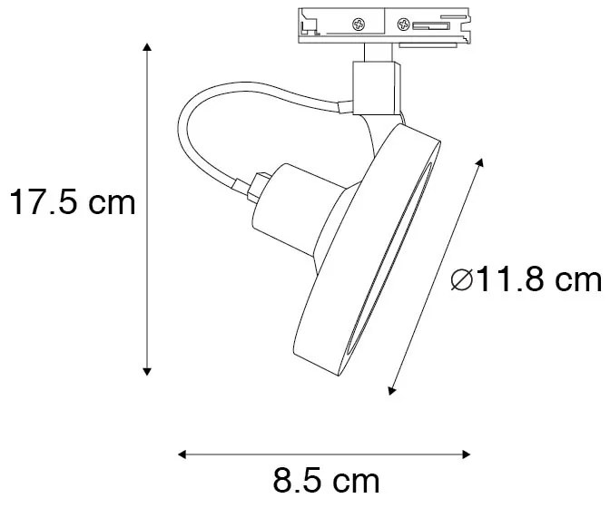 Faretto da binario monofase nero - Go