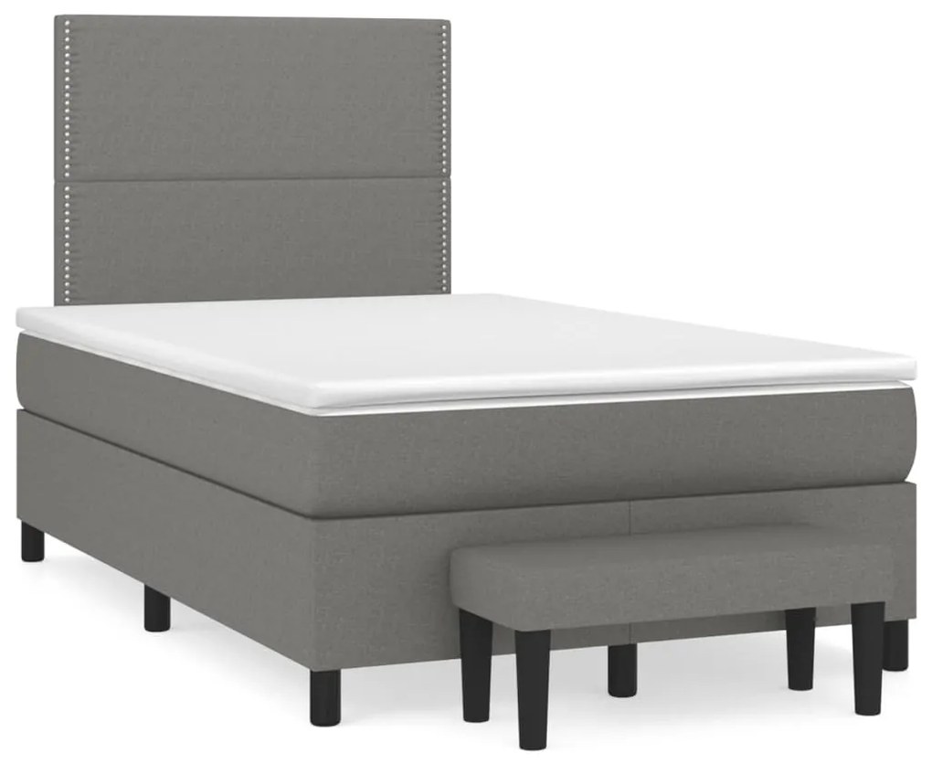 Giroletto A Molle Con Materasso Grigio Scuro 120x190cm Tessuto /