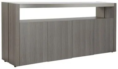 Credenza DKD Home Decor Cristallo Grigio Alluminio Rovere Vetro Temperato (165 x 39 x 76 cm)