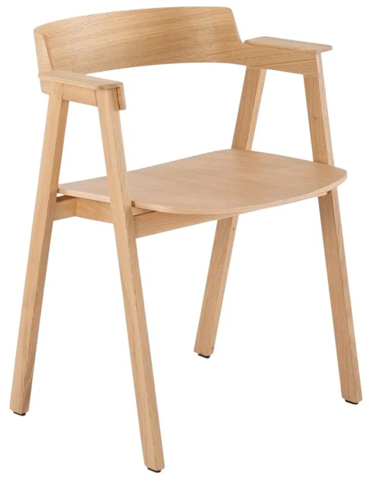 Sedia da pranzo di colore naturale in rovere massiccio con braccioli Flip – Gazzda