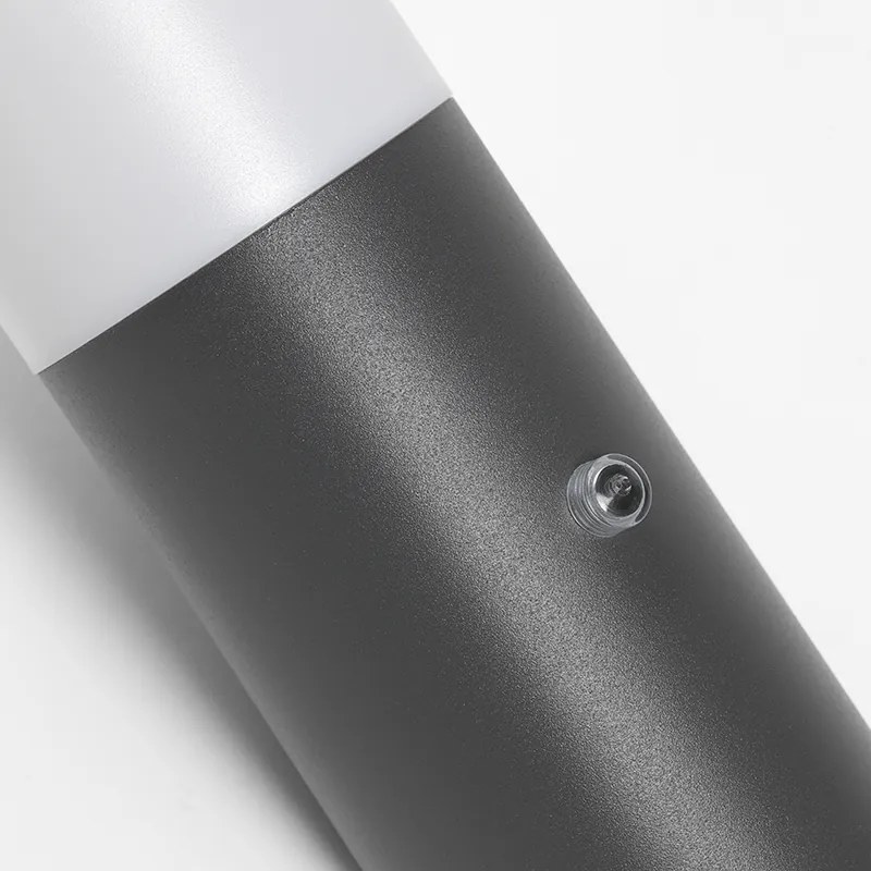 Lampada da parete esterna moderna grigio scuro IP44 con sensore crepuscolare - Rox