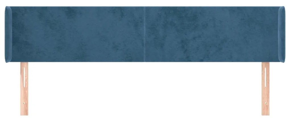 Testiera ad orecchio blu scuro 163x16x78/88 cm in velluto