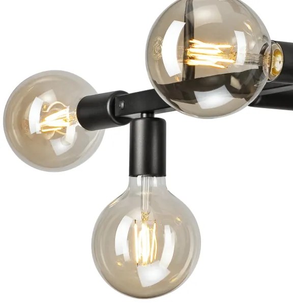 Lampadario a sospensione con supporto rigido ASTRID 6xE27/60W/230V nero