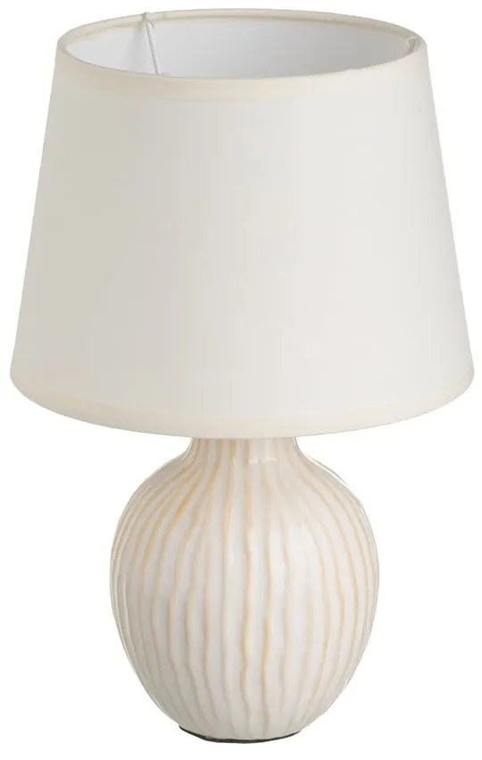 Lampada da tavolo in ceramica color crema con paralume in tessuto (altezza 28 cm) - Casa Selección