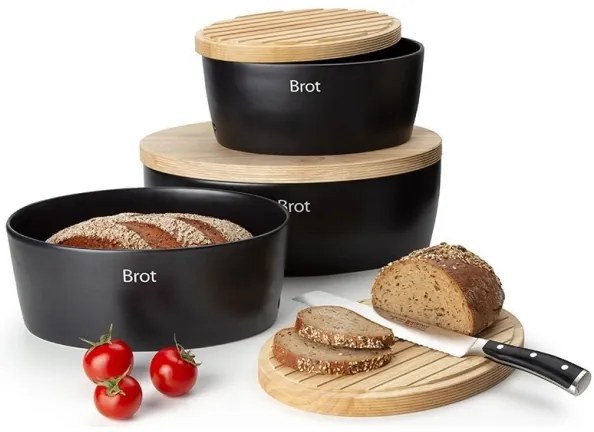 Continente C3730 - Portapane 13,5x30 cm nero/beige