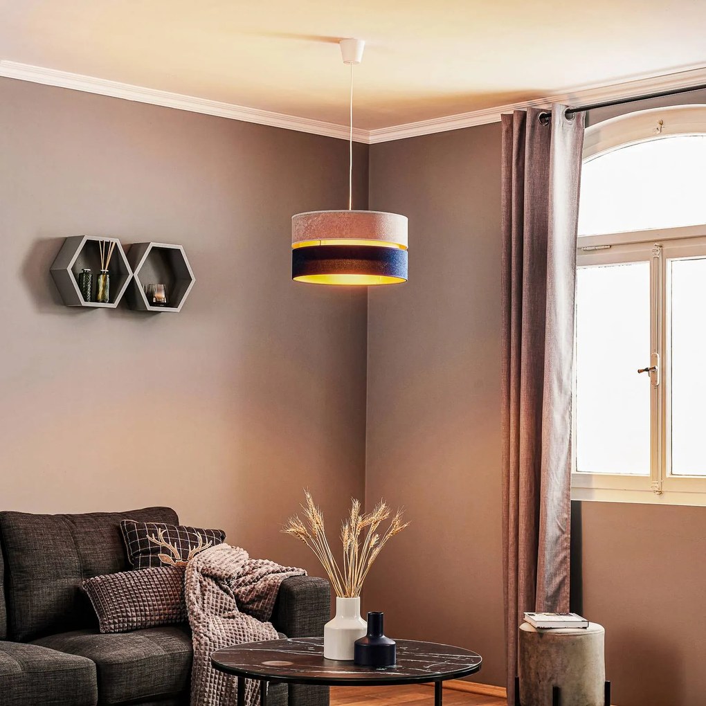 Duolla Lampada a sospensione Duo blu navy/grigio/oro Ø40cm 1 lampada
